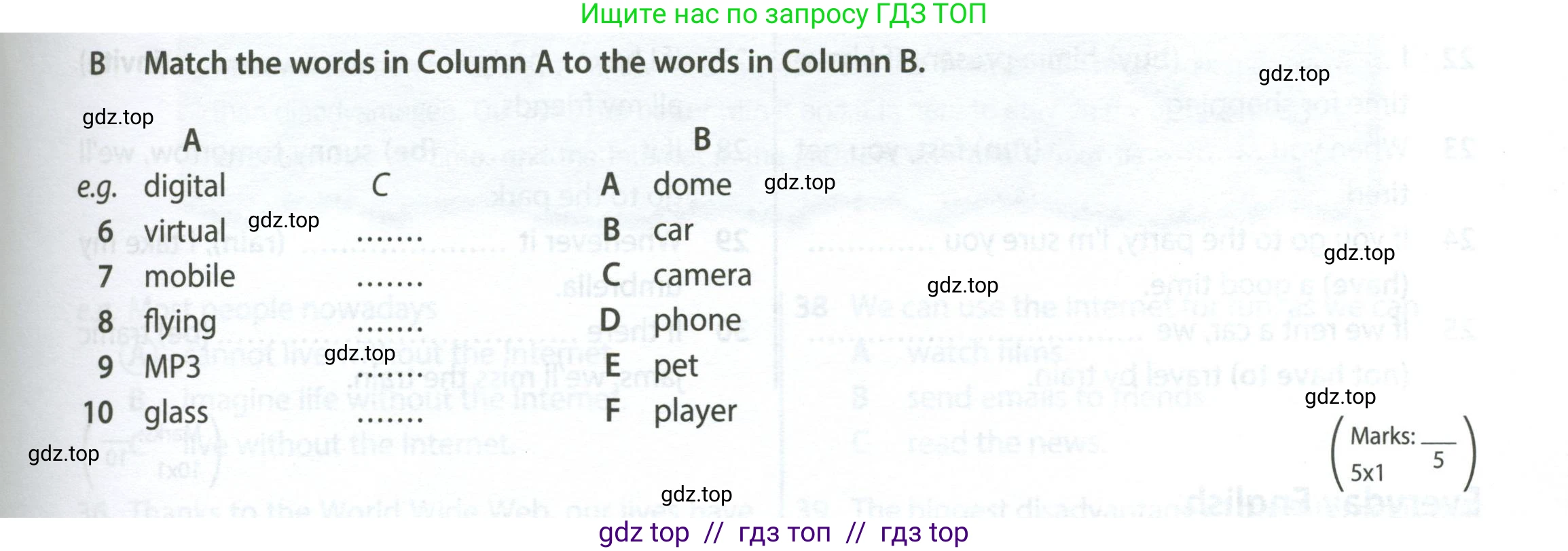 Английский язык (english), 7 класс контрольные задания (test booklet), авторы: Ваулина Юлия Евгеньевна (Vaulina Julia), Дули Дженни (Dooley Jenny), Подоляко Ольга Евгеньевна (Podolyako Olga), Эванс Вирджиния (Evans Virginia), издательство Просвещение, Москва, 2023, розового цвета, страница 37, номер B (6-10), Условие 2023-2027