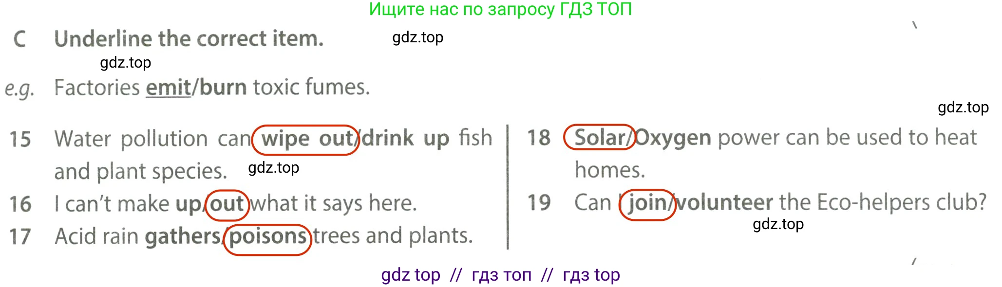 Английский язык (english), 7 класс контрольные задания (test booklet), авторы: Ваулина Юлия Евгеньевна (Vaulina Julia), Дули Дженни (Dooley Jenny), Подоляко Ольга Евгеньевна (Podolyako Olga), Эванс Вирджиния (Evans Virginia), издательство Просвещение, Москва, 2023, розового цвета, страница 65, номер C (15-19), Решение 2 (2023-2027)