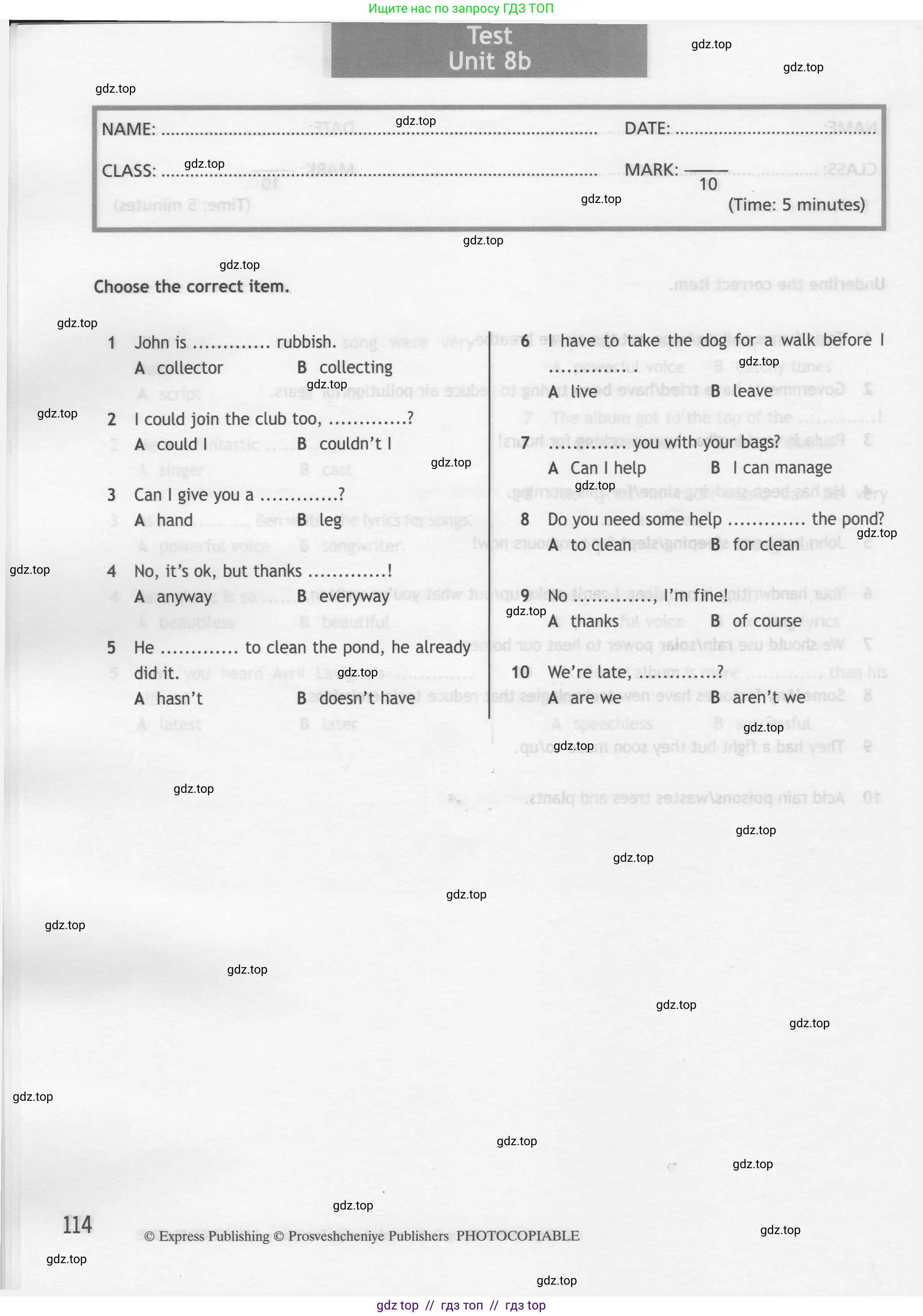 Английский язык (english), 7 класс контрольные задания (test booklet), авторы: Ваулина Юлия Евгеньевна (Vaulina Julia), Дули Дженни (Dooley Jenny), Подоляко Ольга Евгеньевна (Podolyako Olga), Эванс Вирджиния (Evans Virginia), издательство Просвещение, Москва, 2023, розового цвета, страница 114