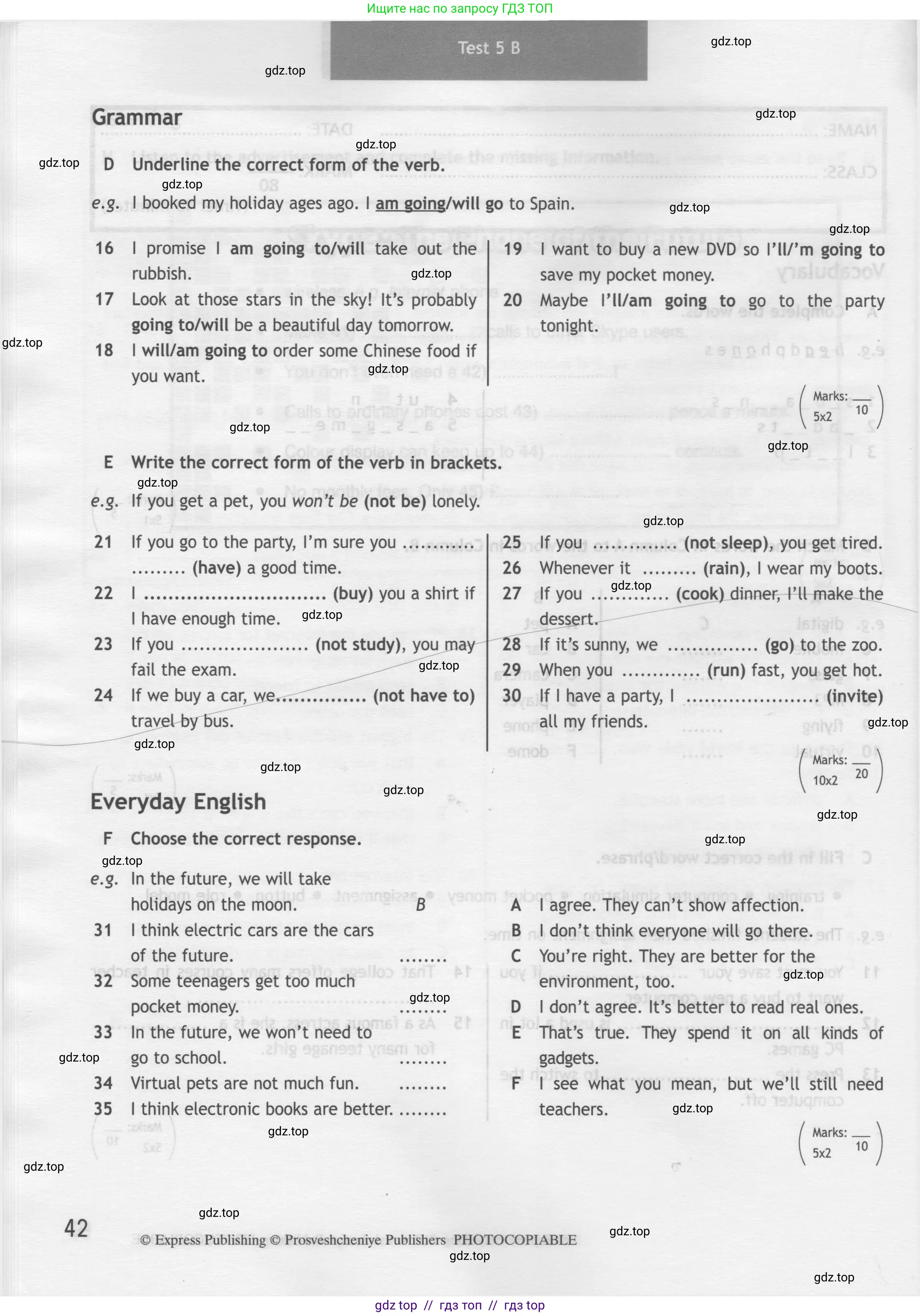 Английский язык (english), 7 класс контрольные задания (test booklet), авторы: Ваулина Юлия Евгеньевна (Vaulina Julia), Дули Дженни (Dooley Jenny), Подоляко Ольга Евгеньевна (Podolyako Olga), Эванс Вирджиния (Evans Virginia), издательство Просвещение, Москва, 2023, розового цвета, страница 42
